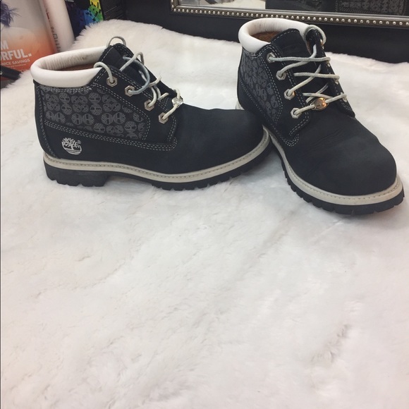 navy blue and white timberlands